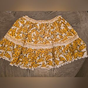 Farm Rio Spotted Banana Mini Skirt Size Small